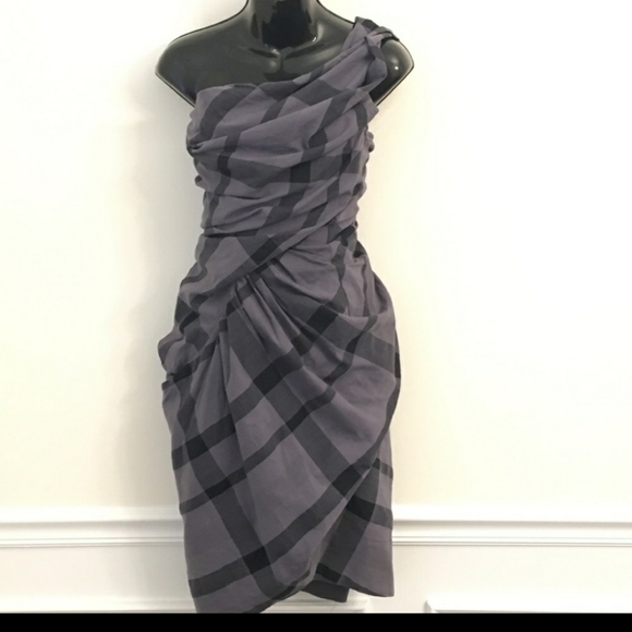 All Saints Lima Plaid One Shoulder Dress 8 - Picture 6 of 8